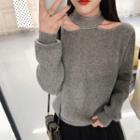 Cut Out Sweater / A-line Midi Mesh Skirt / Set