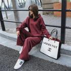 Set: Plain Hoodie + Wide Leg Sweatpants