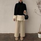 Color Block Turtleneck Sweater / Wide-leg Pants