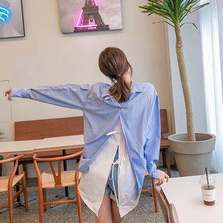 Tie-back Overlay Stripe Shirt