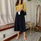 Seam-trim Long Flare Skirt
