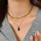 Stainless Steel Double-layered Necklace Golden - One Size