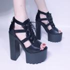 Platform Chunky-heel Lace-up Sandals
