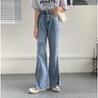 Distressed Slit Wide-leg Jeans