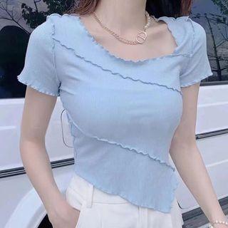 Lettuce Edge Irregular Cropped T-shirt