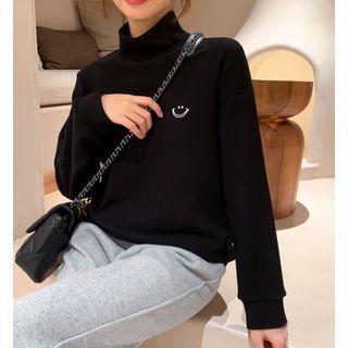Plain Smiley Face Long-sleeve Top