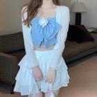 Ribbon Camisole Top / Cardigan / Mini A-line Skirt