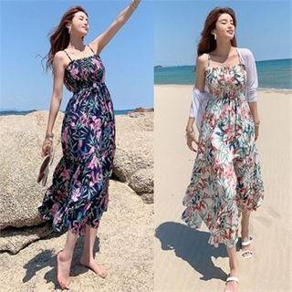 Smocked Maxi Floral Jumper Dress