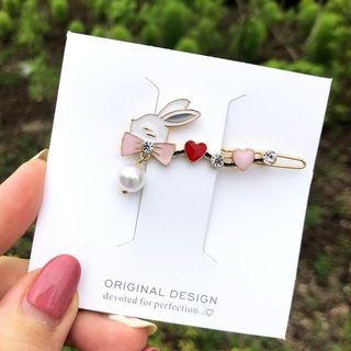 Faux Pearl Alloy Rabbit Hair Clip As Shown In Figure - One Size
