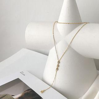 925 Sterling Silver Star Necklace L152 - 2 Layer - Star - Gold - One Size