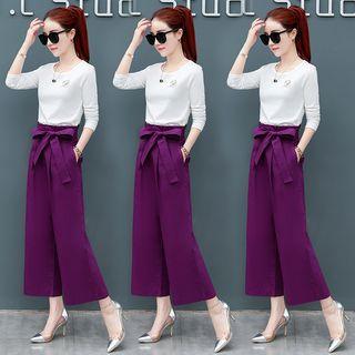 Set: Long-sleeve T-shirt + Wide Leg Pants