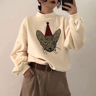 Mock-neck Print Sweatshirt