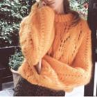 Puff Sleeve V-neck Pointelle Knit Sweater