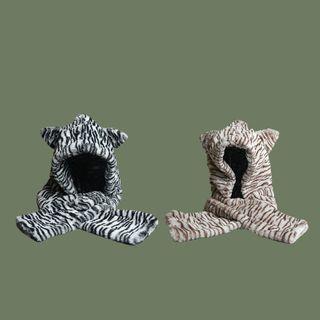 Zebra Print Hooded Scarf