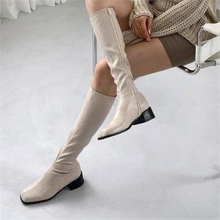 Square-toe Stitched Long Boots