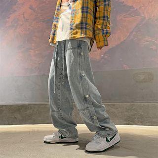 Side-button Loose Fit Jeans