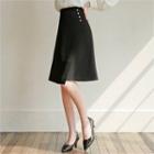 Faux-pearl Buttoned Skirt