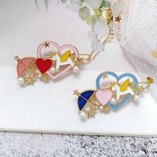Faux Pearl Heart Unicorn Hair Clip