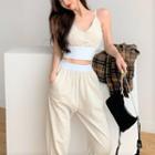 Set: Spaghetti Strap Crop Top + Harem Sweatpants