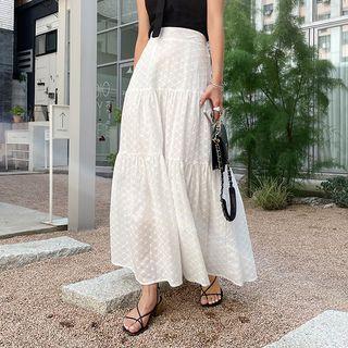 Tiered Eyelet-lace Maxi Skirt Ivory - One Size