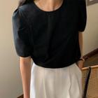 Short-sleeve Zip-up Back T-shirt