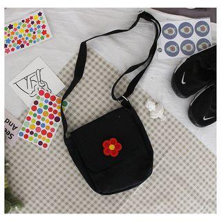 Flower Badge Canvas Crossbody Bag