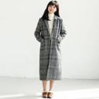 One-button Check Long Coat