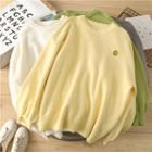 Smiley Face Embroidered Oversize Sweater