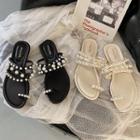 Faux Pearl Toe Loop Strappy Sandals