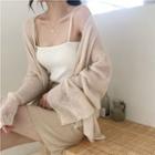 Ribbed Camisole Top / Plain Cardigan