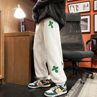 Cross Print Fleece-lined Sweatpants