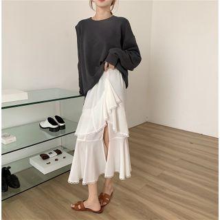 Lace Slitted Midi Skirt