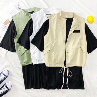 Set: Tie-hem Vest + T-shirt Dress
