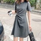Short-sleeve Crew Neck Mini A-line Dress