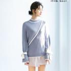Color Block Round-neck Sleeve Strap Sweater