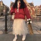 Plain Padded Jacket / Mesh Skirt