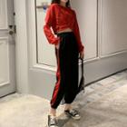 Striped Trim Hoodie / Sweatpants / A-line Mini Skirt / Set