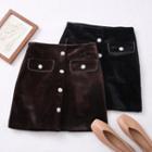 Glittered High-waist Velvet Mini Skirt