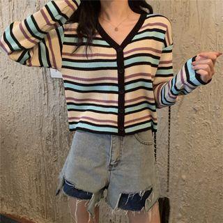Striped Button-up Cardigan
