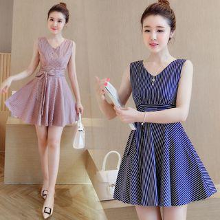 Striped Sleeveless A-line Minidress