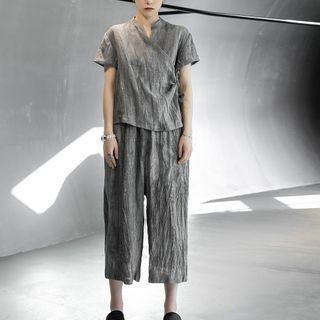 Plain Ruched Short Sleeve Top/ Plain Ruched Shorts