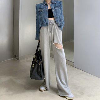 Denim Jacket / Rip Sweatpants