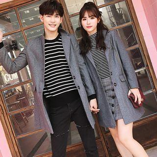 Couple Matching Plain Button Coat