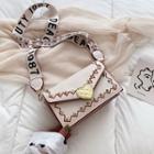 Faux Leather Studded Heart Buckled Crossbody Bag