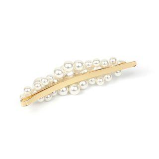 Faux-pearl Hair Clip Gold - One Size
