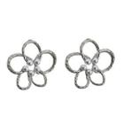 Faux Pearl Flower Earrings Silver - One Size