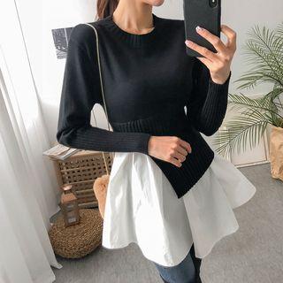 Layered-hem Asymmetric Sweater