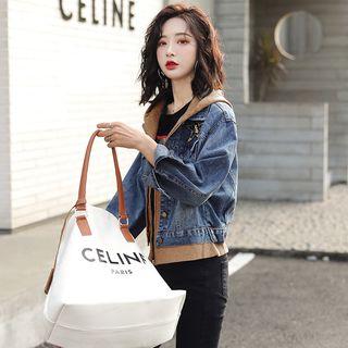Sequined Star Hooded Denim Jacket