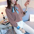 Patterned Tie-neck Chiffon Blouse