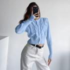 Button-up Cable-knit Crop Top In 6 Colors